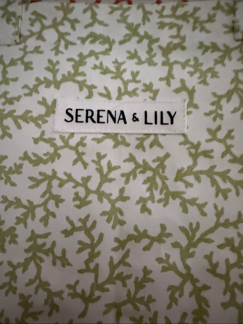 Serena & Lily Cream Tote with Light Green Coral Print